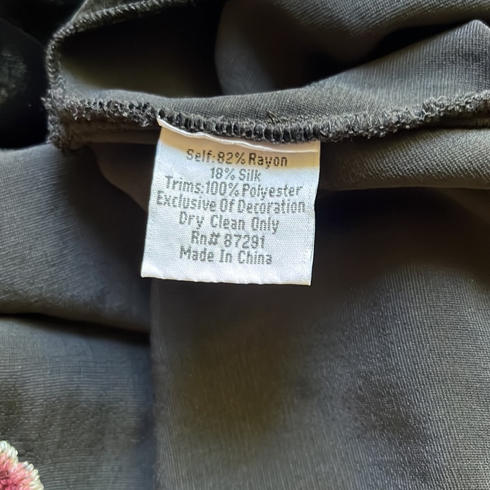 Women’s Johnny Was Embroidered Velvet Top, black oversized XS - Picture 5 of 5